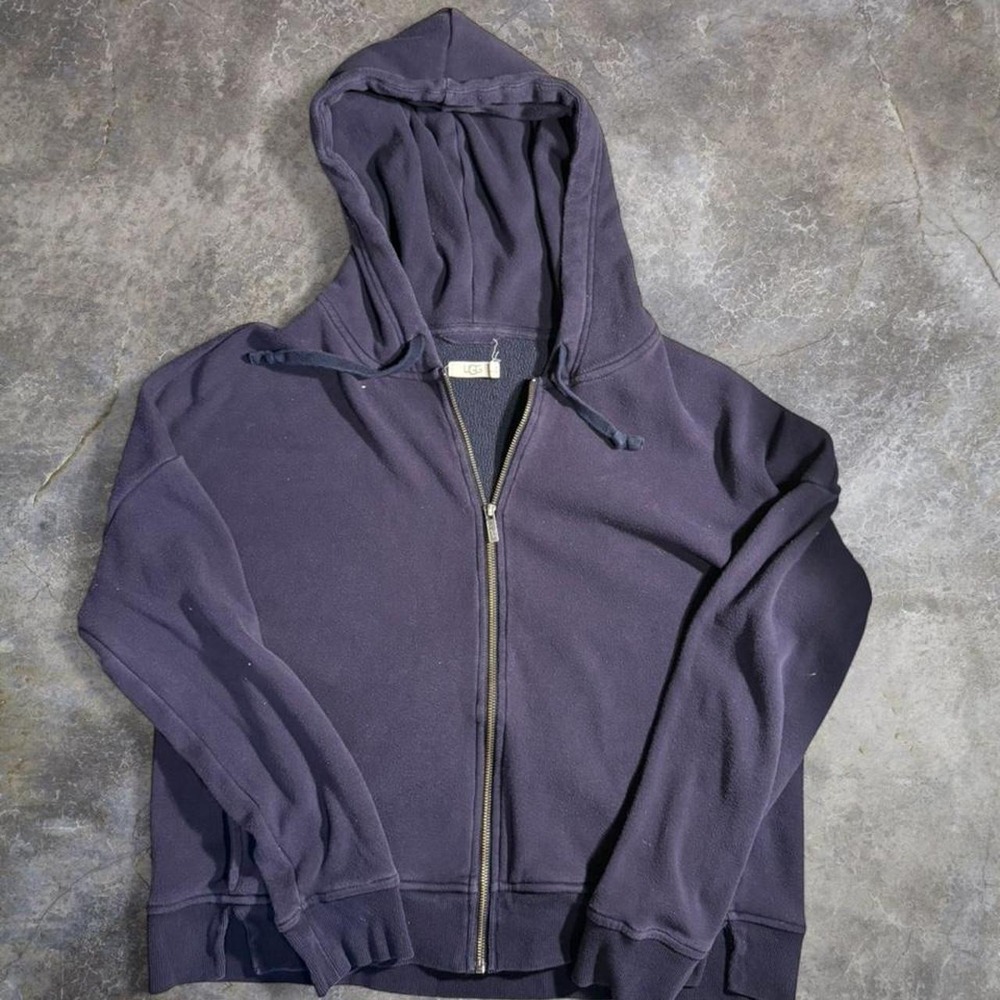 UGG Navy Blue Full Zip Hoodie Sweatshirt Womens Large Casual Loungewear Basic